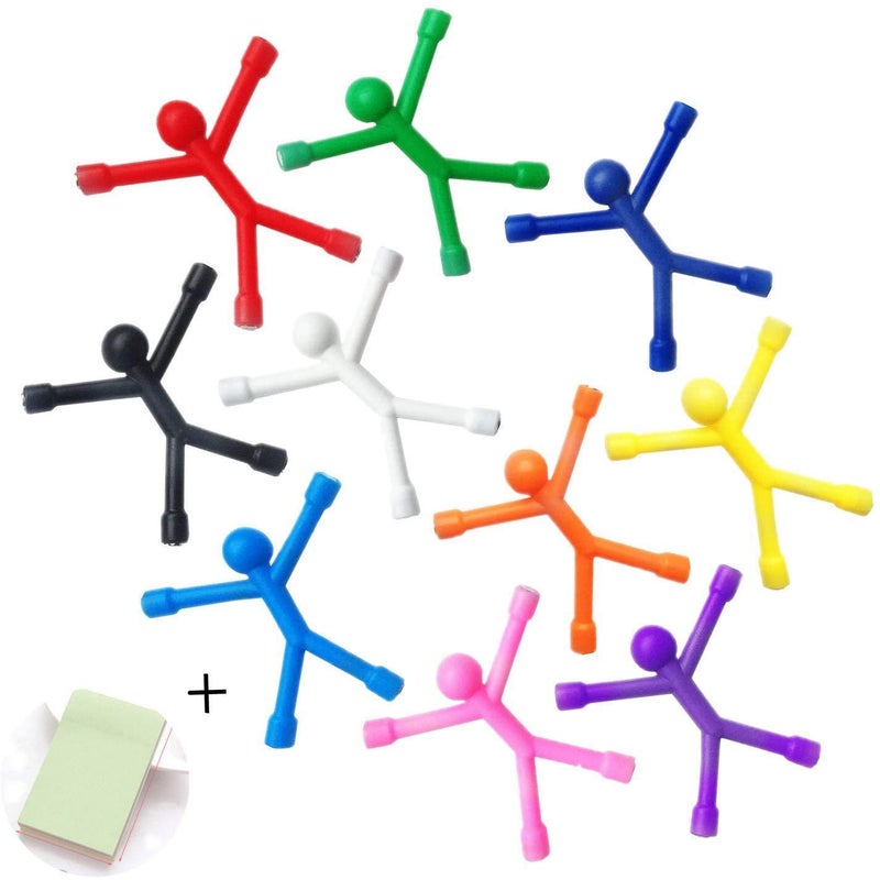 RRigo Refrigerator Magnets, 10 Pcs Mini Man Flexible Fridge Magnets, Cute Rubber Magnet Men Refrigerator Magnets + 100 Sheets/Pad Self-Stick Note Pads - Image 1